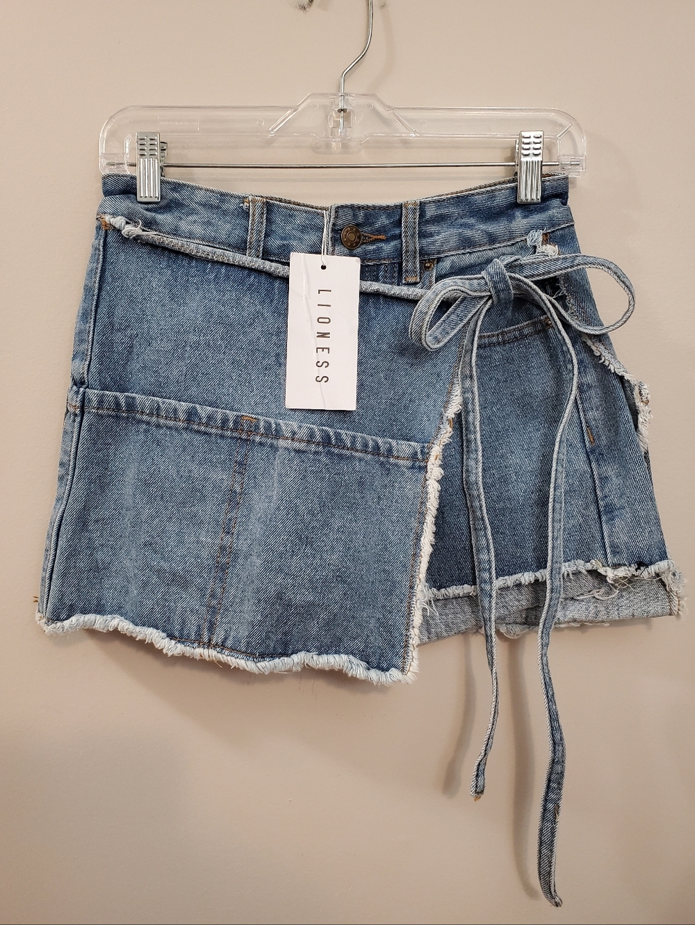 Lioness - Denim Shorts With Wrap Tie Skirt Overlay - Size XS  (NWT)